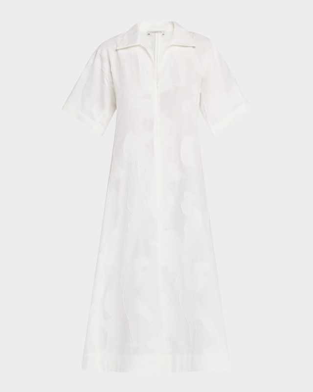 A-Line Fil Coupe Jacquard Midi Dress